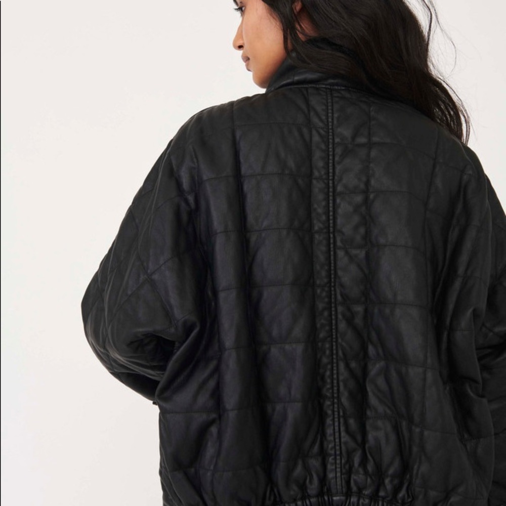 𝓯𝓹 🖤 FREE PEOPLE DOLMAN LEATHER COAT SMALL - Picture 8 of 10